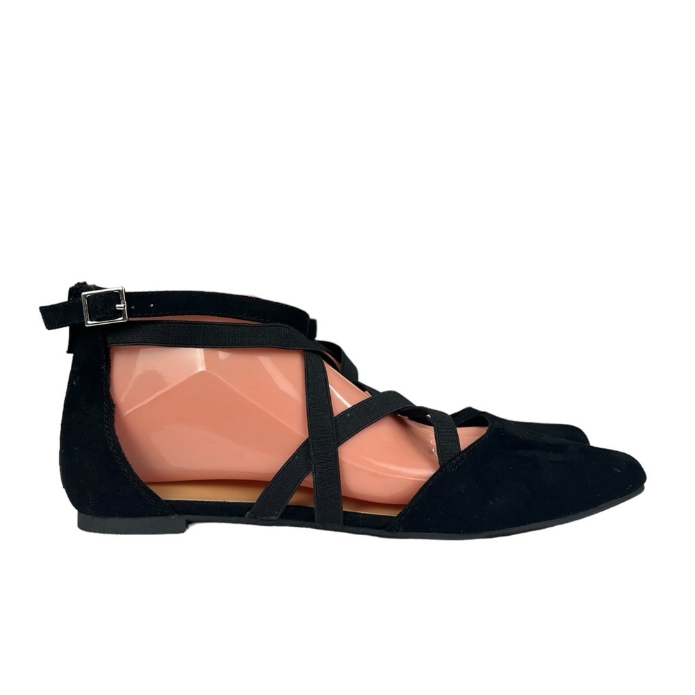 Torrid Faux Suede Elastic Criss-Cross Strappy Black Sandals Womens Size 9.5WW‎